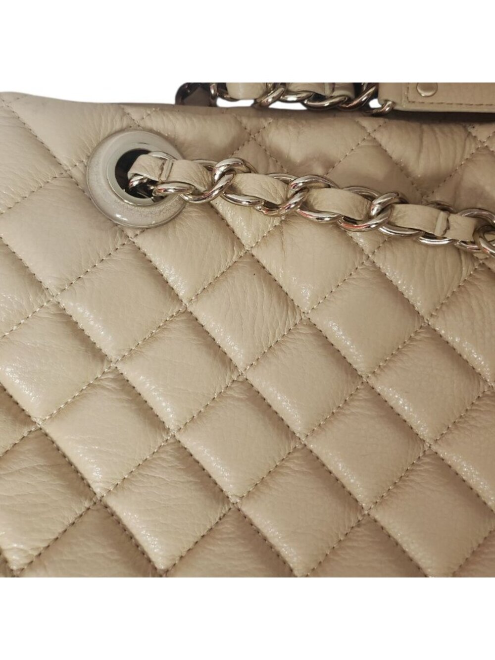 Kate Spade Georgina Quilted Leather W/Chain Link Strap Tote Bag W/Multiple Cream - Picture 7 of 16